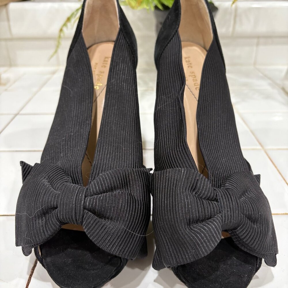 kate spade black bow peeptoe heels